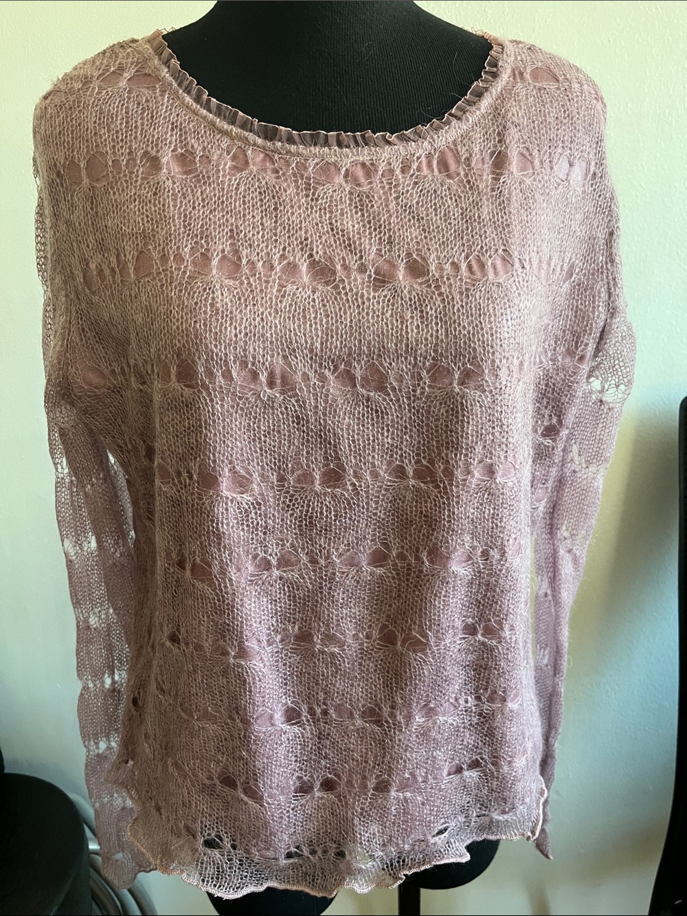 Light Pink Open-Knit Women's Sweater